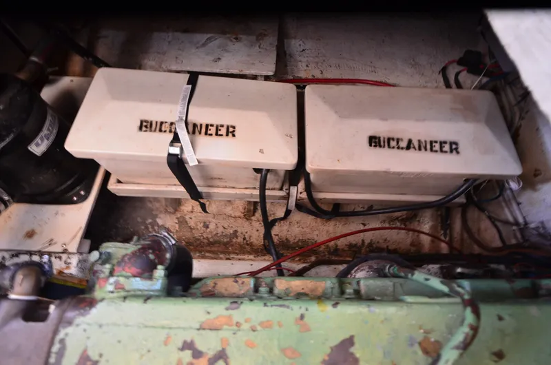 Slide: The Image of Engine compartment of 1977 Grand Banks GB 32 with Buccaneer battery boxes. - 25