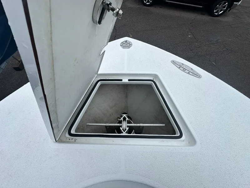 Slide: The Image of Open anchor compartment on 2012 Onslow Bay 27 OE boat deck. - 7