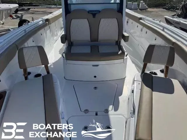 Slide: The Image of Interior view of Everglades 285 Center Console boat, year 2026. - 11