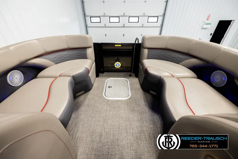 Slide: The Image of 2023 Barletta 21 UC boat interior with plush seating and modern design. - 18