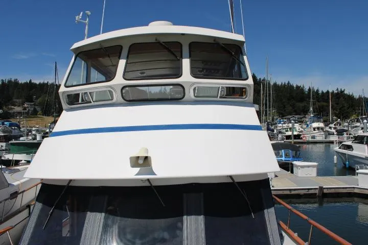 Slide: The Image of 1983 Ocean Alexander 43 Flush Aft Deck - custom aluminum hardtop - 6