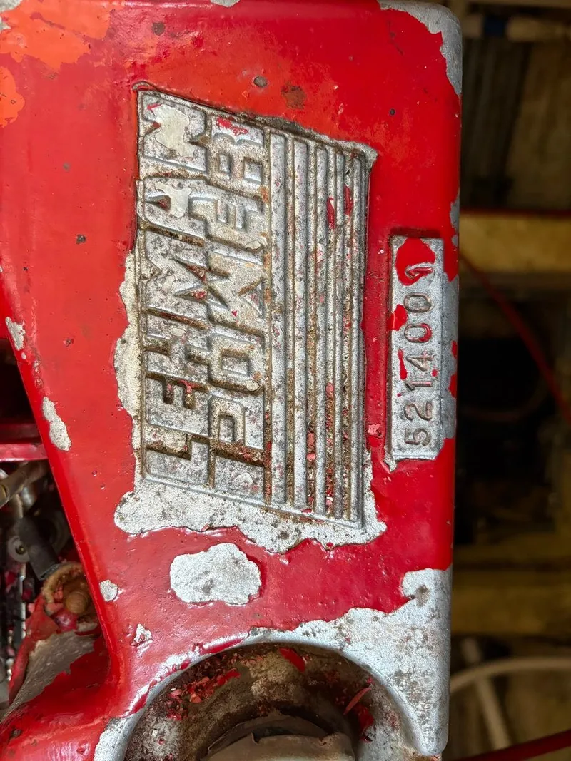 Slide: The Image of Red Lehman Power engine detail on 1986 Grand Banks 36 Classic boat. - 30