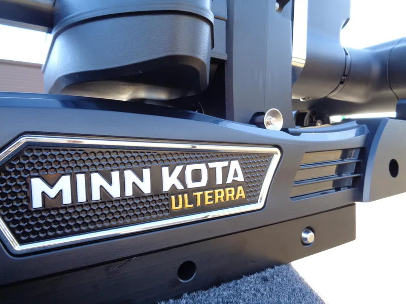 Slide: The Image of Minn Kota Ulterra motor on 2025 Lund 1875 Tyee boat, close-up view. - 9