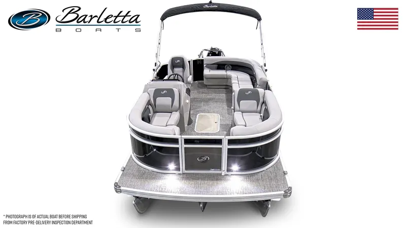 Slide: The Image of 2026 Barletta A20L pontoon boat with sleek design and comfortable seating. - 10