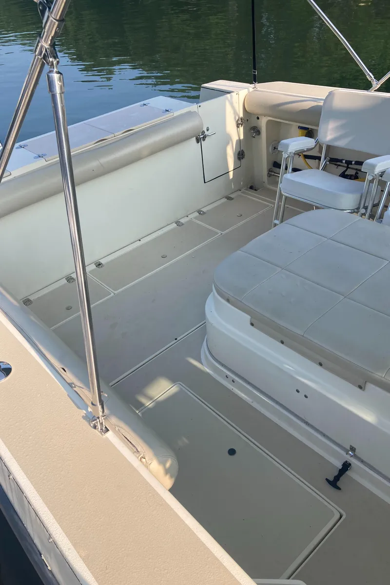 Slide: The Image of looking aft to transom door and cockpit bait wells - 20