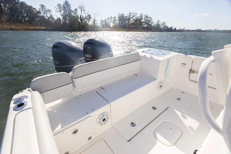 Slide: The Image of Manufacturer Provided Image: 2021 Sea Fox 268 Commander boat with twin Yamaha engines on a sunny day. - 21