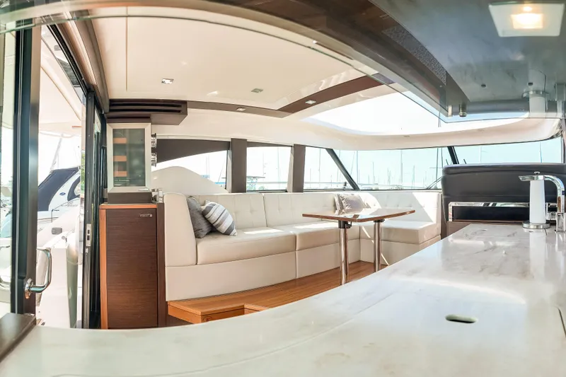 Slide: The Image of Luxurious interior of 2017 Tiara Yachts C44 Coupe with elegant seating and modern design. - 46
