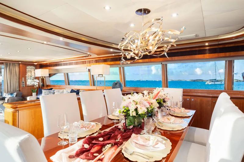 Slide: The Image of Luxurious dining area on 2004 Ferretti Yachts 112 Custom Line with ocean view. - 31