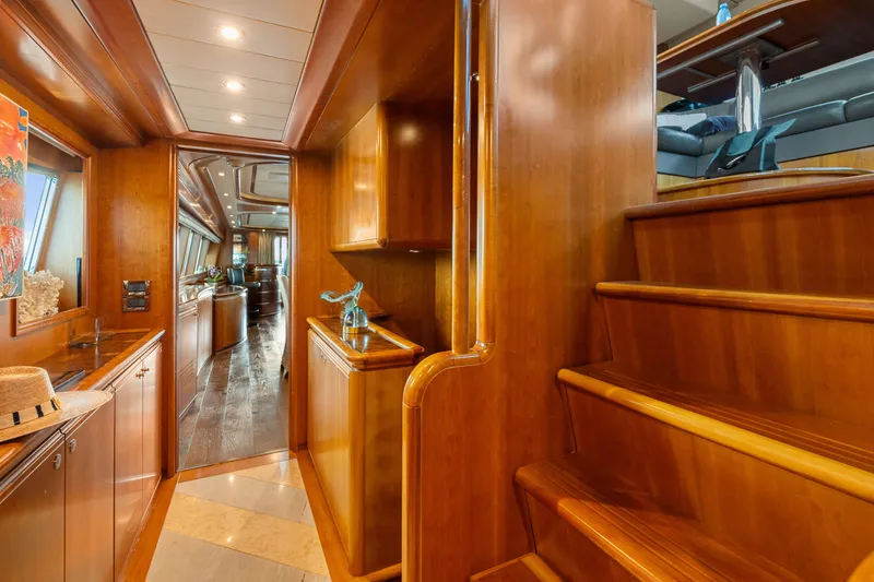Slide: The Image of Luxurious interior of 2004 Ferretti Yachts 112 Custom Line with elegant wood finishes. - 35