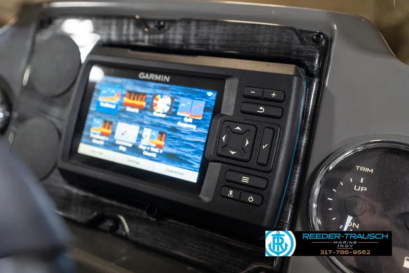 Slide: The Image of Garmin navigation system on 2023 Avalon 2180 Vent CR boat dashboard. - 36
