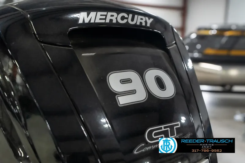 Slide: The Image of Mercury 90 CT outboard motor on 2023 Avalon 2180 Vent CR boat. - 49