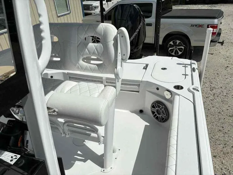 Slide: The Image of 2026 Blazer 2440 boat interior with white seating and modern design features. - 17