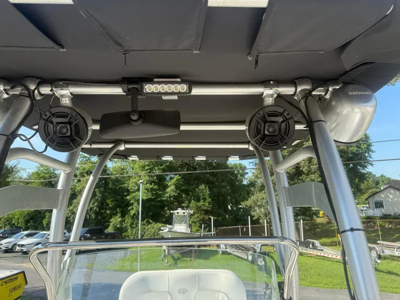 Slide: The Image of T-top of 2014 Sea Fox 199 Commander boat with speakers and light bar. - 16