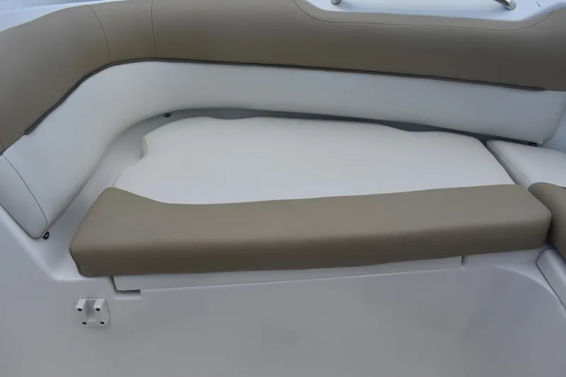 Slide: The Image of 2019 Key West 239 DFS boat seating with beige and white upholstery. - 20