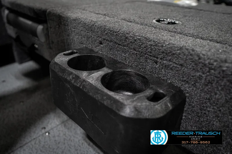 Slide: The Image of Cup holder on 2026 Lund 1775 Adventure SS boat interior, featuring Reeder Trausch Marine logo. - 42