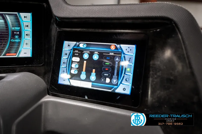 Slide: The Image of Dashboard of 2019 Avalon Ambassador boat with digital controls and display. - 44