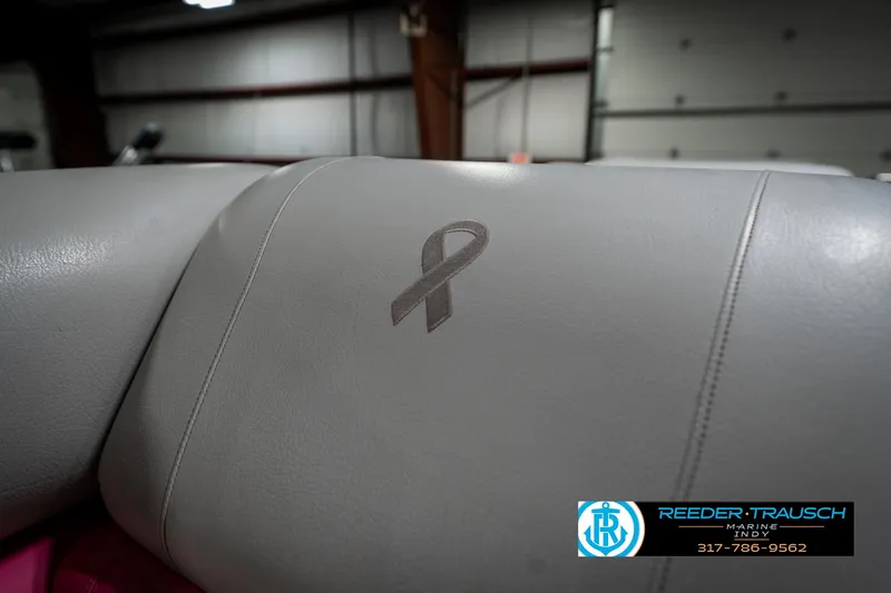 Slide: The Image of Gray leather seat with ribbon embroidery in a 2019 Avalon Ambassador boat. - 48