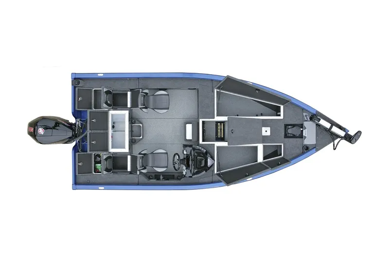 Slide: The Image of Manufacturer Provided Image: Top view of 2025 Lund 1875 Pro-V Bass XS fishing boat, showcasing seating and deck layout. - 22