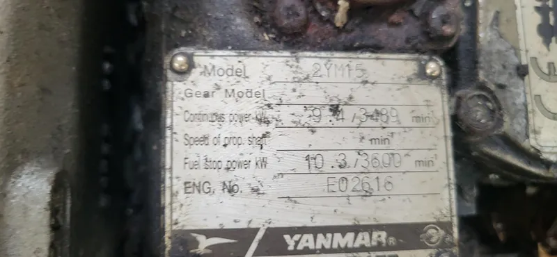 Slide: The Image of Yanmar engine plate on a 1983 Beneteau First Class 10 sailboat. - 5
