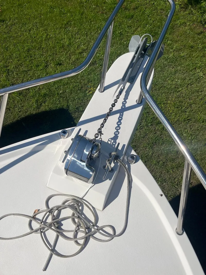 Slide: The Image of Bow of 2020 Parker 2530 Extended Sport Cabin with anchor chain and rope. - 4