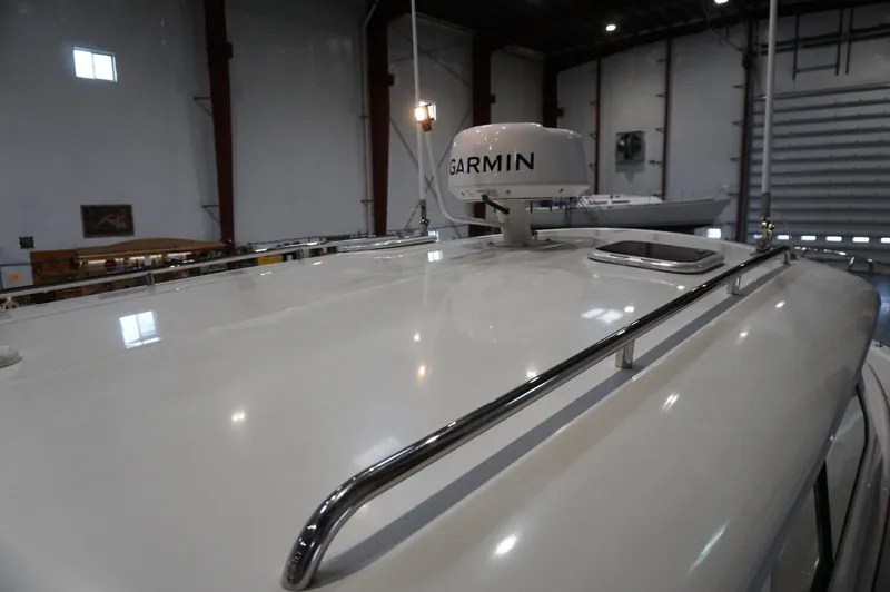 Slide: The Image of 2006 Back Cove 29 boat with Garmin radar in a storage facility. - 30