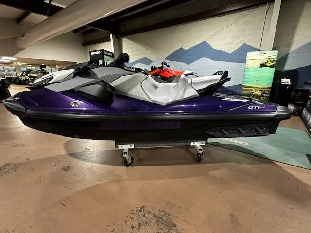 Slide: The Image of 2025 Sea-Doo GTI SE 130 with Audio, purple and gray, displayed indoors. - 7