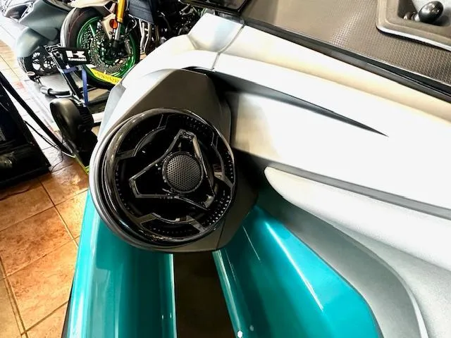Slide: The Image of 2025 Sea-Doo GTX Limited 325 speaker detail, showcasing sleek design and modern features. - 14