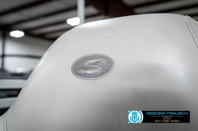 Slide: The Image of Close-up of SunChaser 820 boat seat with logo, 2005 model. - 34