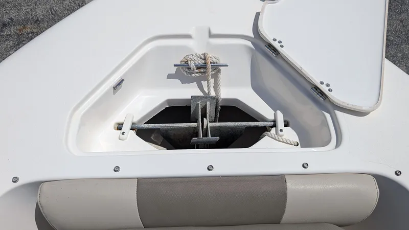 Slide: The Image of Anchor storage compartment on a 2021 Key West 203 DFS boat. - 19