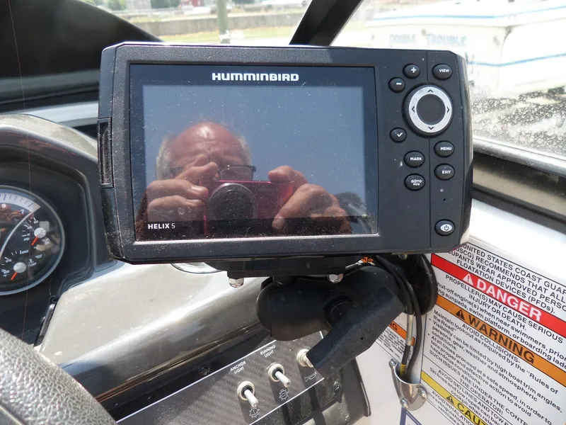 Slide: The Image of Humminbird Helix 5 fishfinder on 2017 Bayliner VR6 Bowrider dashboard. - 17