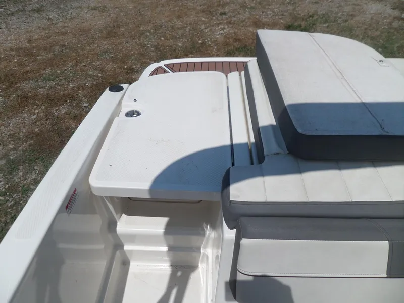 Slide: The Image of 2017 Bayliner VR6 Bowrider I/O boat interior with white seating and deck. - 27