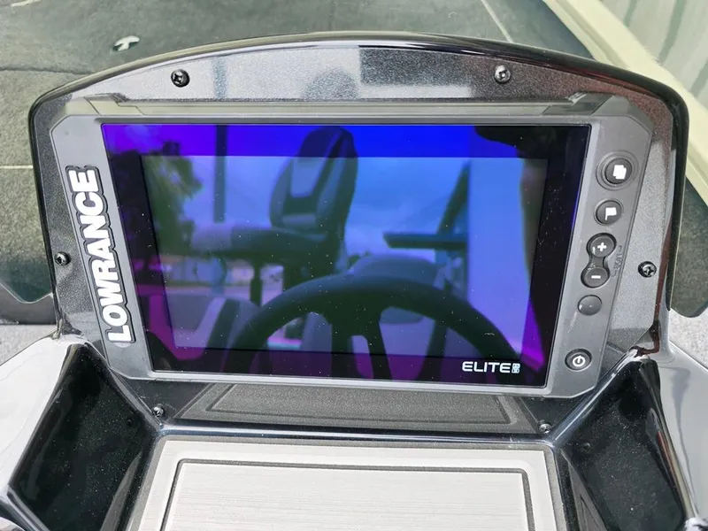 Slide: The Image of Lowrance Elite fishfinder on 2025 Lowe Stinger ST175 boat dashboard. - 10