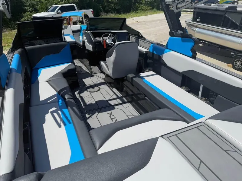 Slide: The Image of 2023 ATX Surf Boats 24 Type-S interior with modern seating and sleek design. - 8
