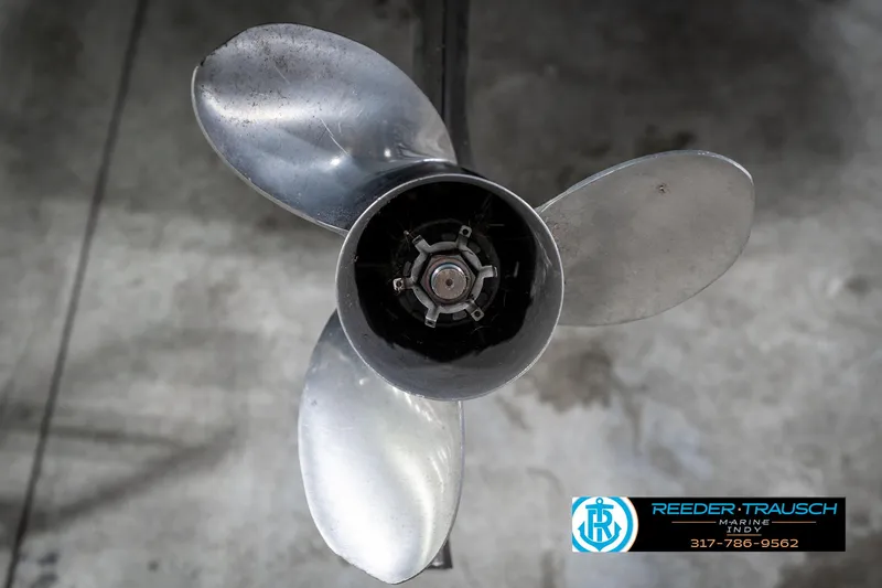 Slide: The Image of Propeller of a 1991 Caravelle I2300CC boat, displayed on a concrete floor. - 40