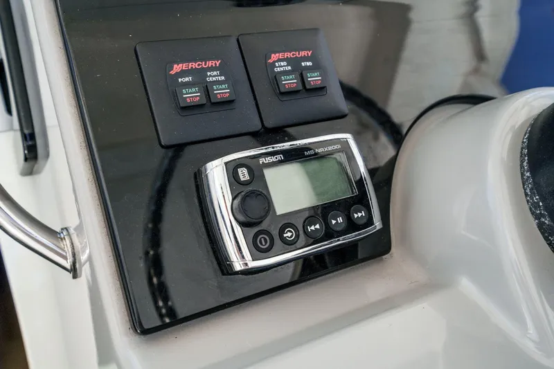 Slide: The Image of Control panel of 2017 Boston Whaler 42 OUTRAGE with Mercury and Fusion systems. - 43