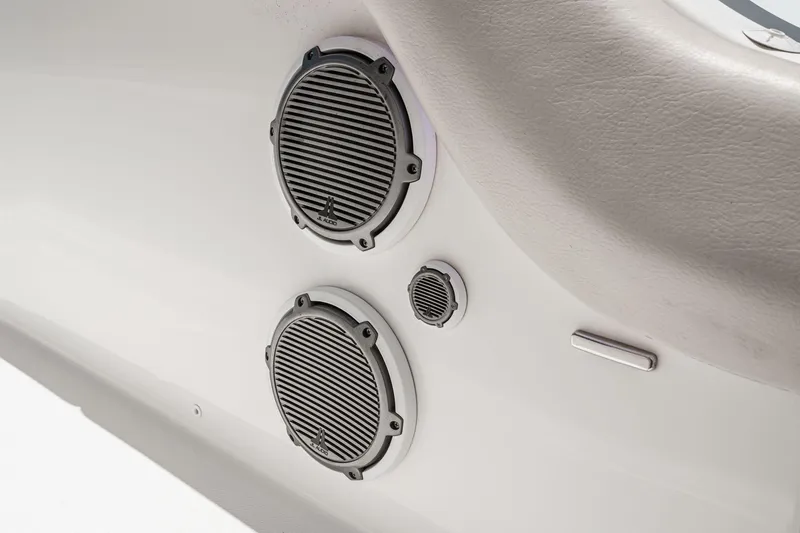 Slide: The Image of Speakers on 2017 Boston Whaler 42 OUTRAGE boat interior, featuring JL Audio components. - 50