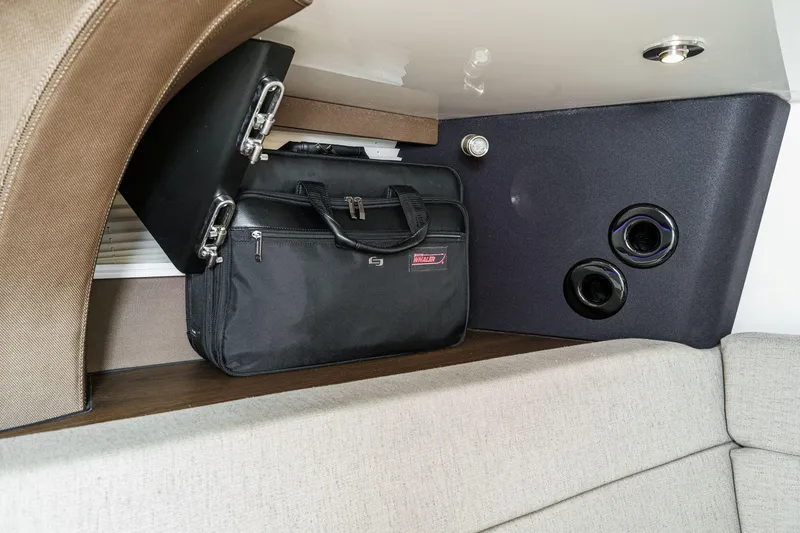 Slide: The Image of Interior of 2017 Boston Whaler 42 OUTRAGE with storage and black bag. - 71