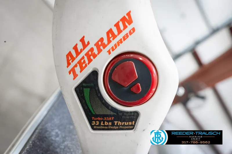 Slide: The Image of Close-up of All Terrain Turbo control panel, featuring 33 lbs thrust and speed settings. - 44