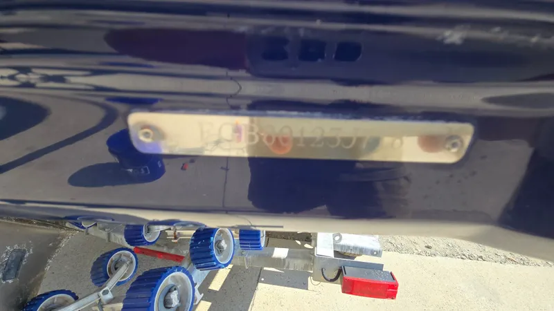 Slide: The Image of 2018 Chaparral 224 Sunesta boat hull identification number plate close-up. - 48