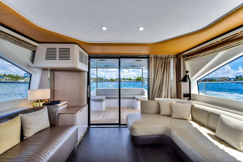 Slide: The Image of Luxurious interior of 2022 Azimut Fly 60 yacht with waterfront view. - 29