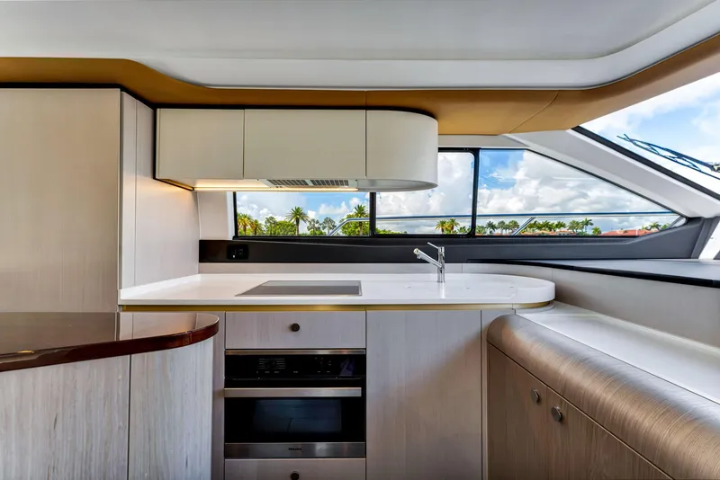 Slide: The Image of Luxurious kitchen interior of 2022 Azimut Fly 60 yacht with modern design. - 35