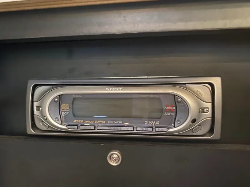 Slide: The Image of Sony Xplod CD player in 1998 Maxum 3700 SCR boat dashboard. - 39