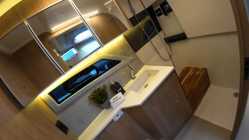 Slide: The Image of Luxurious bathroom interior of 2025 NX Boats NX50 Invictus HT yacht. - 18