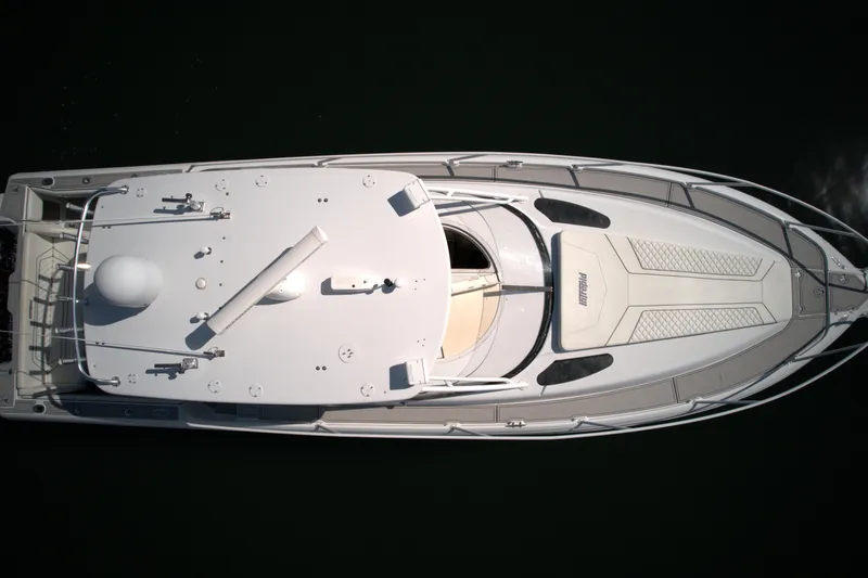 Slide: The Image of Aerial view of a 2002 Intrepid 377 Walkaround Cuddy boat. - 25