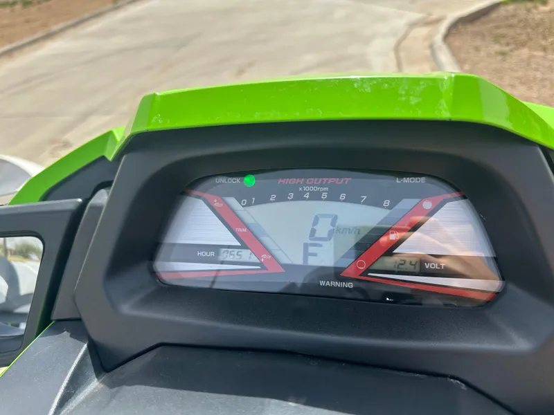 Slide: The Image of 2017 Yamaha WaveRunner VXR dashboard displaying speedometer and fuel gauge. - 8