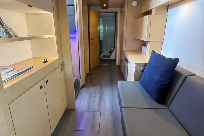 Slide: The Image of Luxurious interior of 2015 Fountaine Pajot Helia 44 catamaran with modern furnishings and cozy seating. - 37