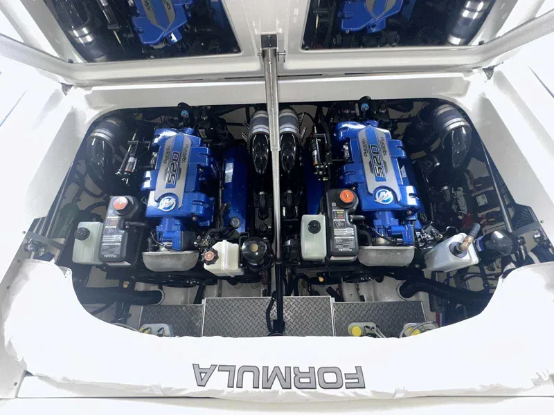 Slide: The Image of Engine compartment of a 2017 Formula 353 FASTech with twin blue 520 horsepower engines. - 17