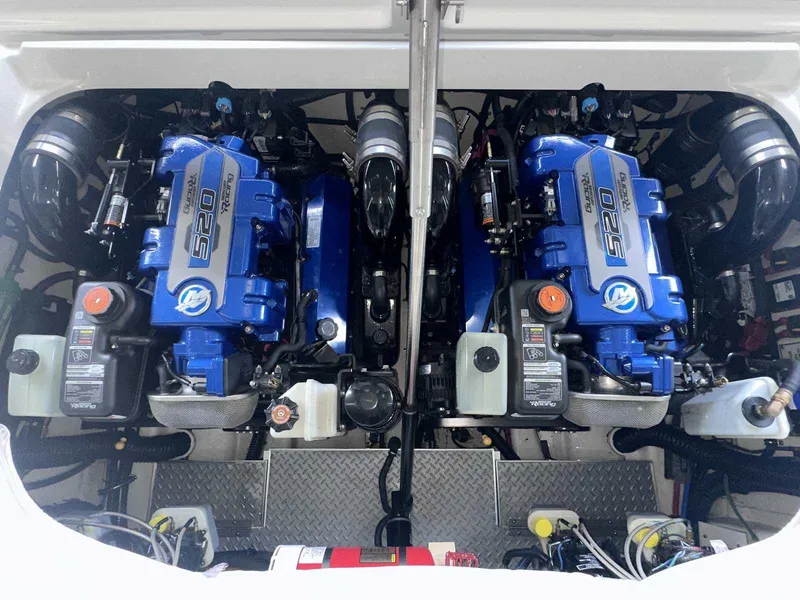 Slide: The Image of Twin Mercury Racing 520 engines in a 2017 Formula 353 FASTech boat. - 18