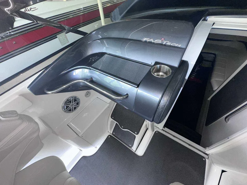 Slide: The Image of 2017 Formula 353 FASTech boat interior with sleek dashboard and seating area. - 23