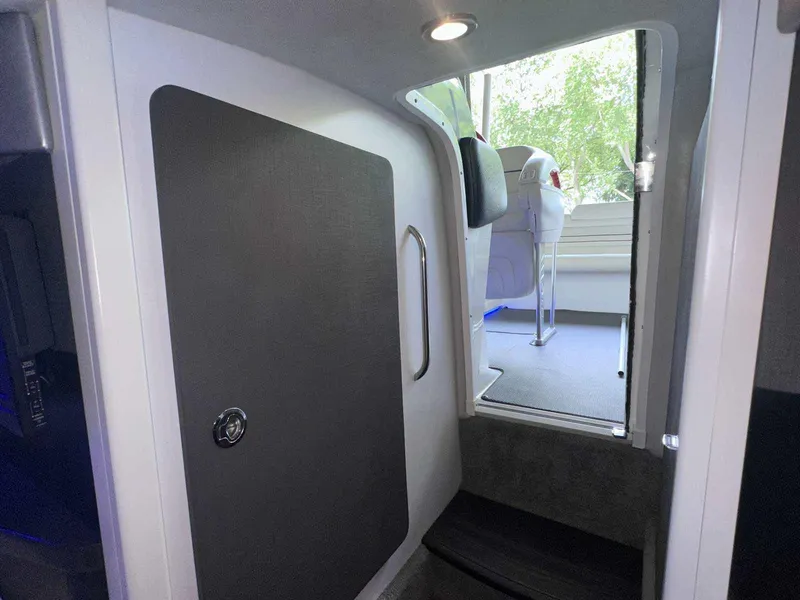 Slide: The Image of Interior cabin view of a 2017 Formula 353 FASTech boat, featuring sleek design and modern finishes. - 44